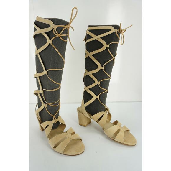 Stuart Weitzman Roman Gladiator Suede Sandal Size 8 Block Heel Open Toe $425 New - Picture 5 of 11